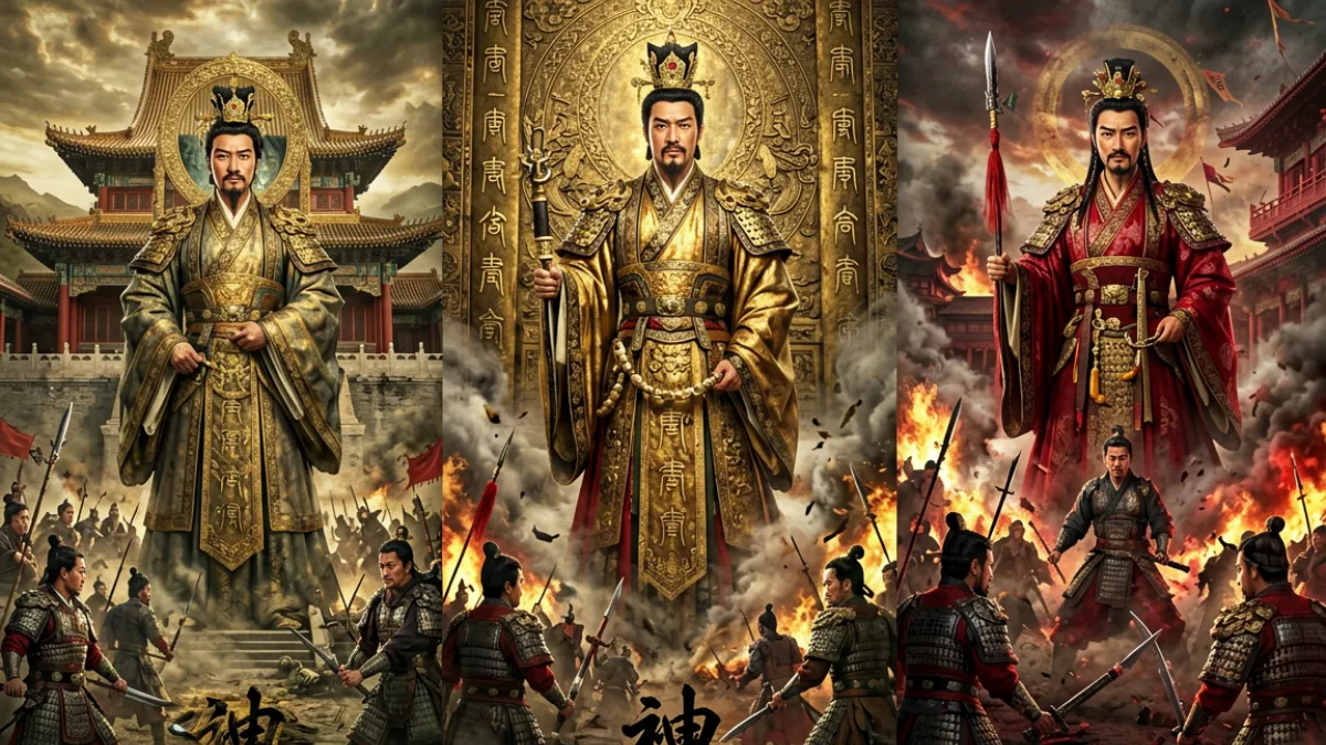 潘甜甜封神三部免费观看宣传主视觉，展示三部曲海报并排陈列的壮观场景