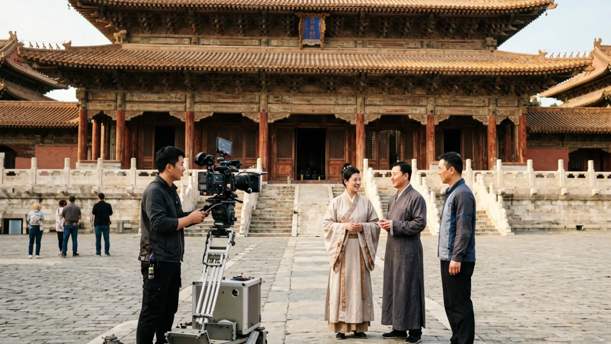 潘甜甜封神三部免费观看 - 封神三部曲拍摄现场幕后花絮，展示实景宫殿搭建与剧组工作人员协作的场面