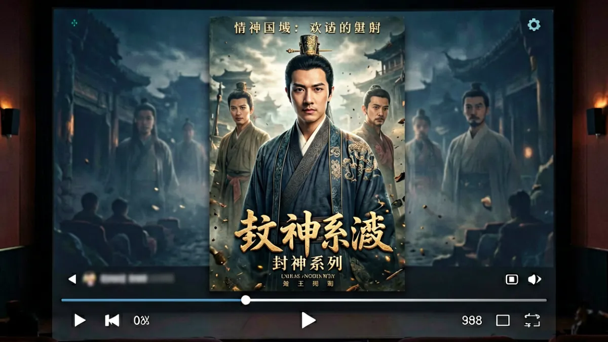 潘甜甜封神三部免费观看页面展示，画面呈现播放器界面与封神系列封面海报